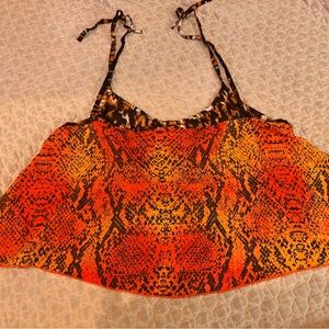 One Teaspoon Orange and Black Snake Print Top